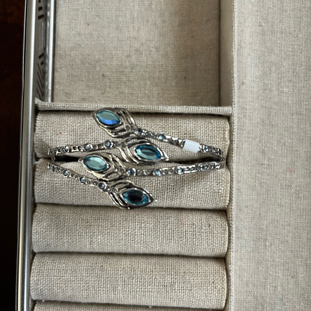 Petals In Blue Sterling Silver Cuff
